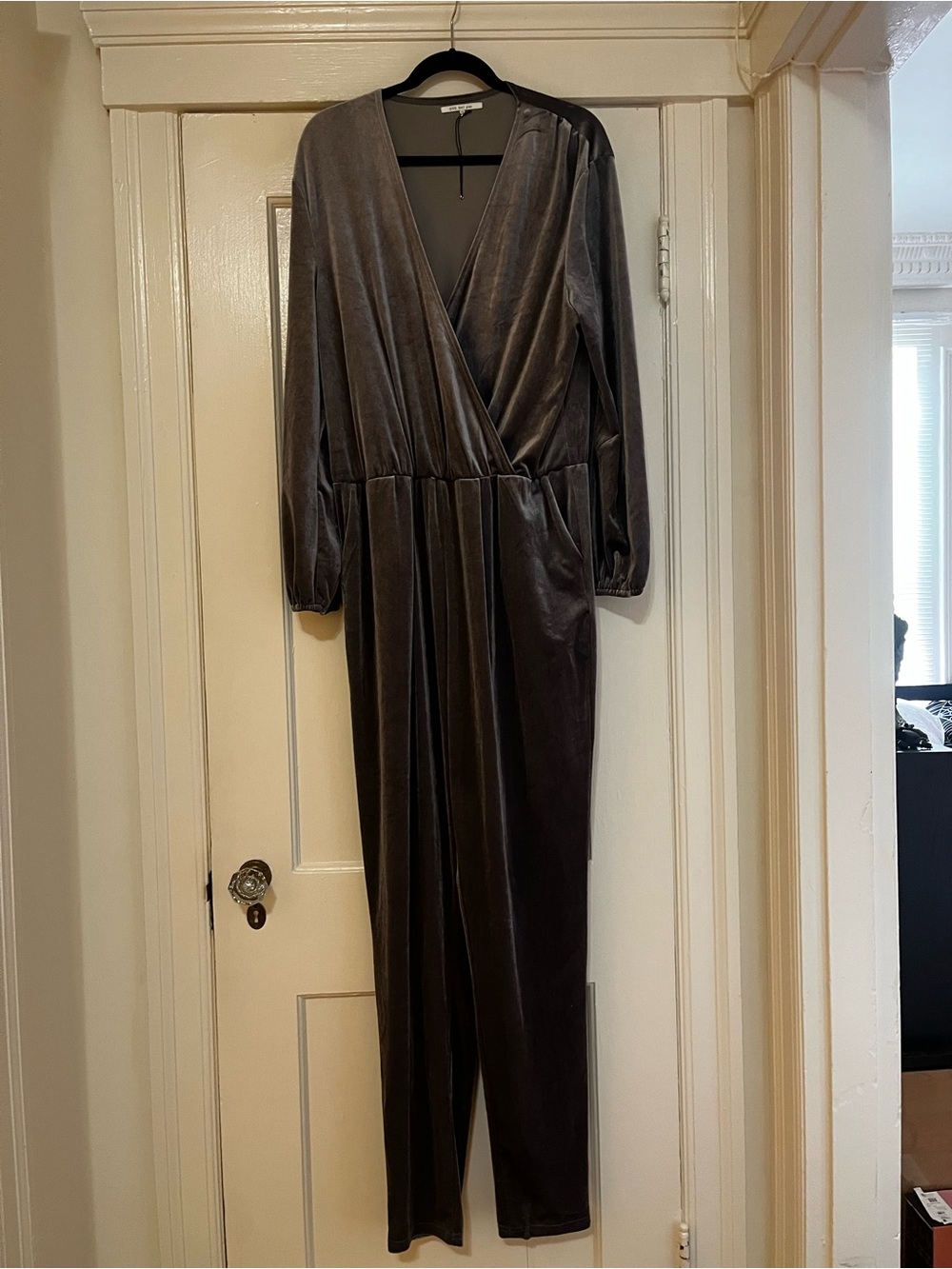 One Day Plus Gray Velvet Jumpsuit